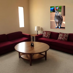Poster Cool et adorable Hybrid Rabbit Zebra   Art AI