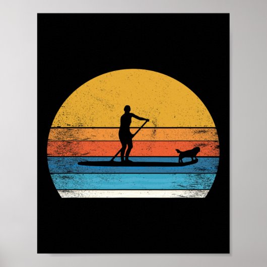 Poster Cool Funny Stand Up Paddle Board Dog Sup Paddling  (Devant)