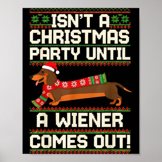 Poster Cool Funny Wiener Dog Christmas Dachshund Holiday  (Devant)