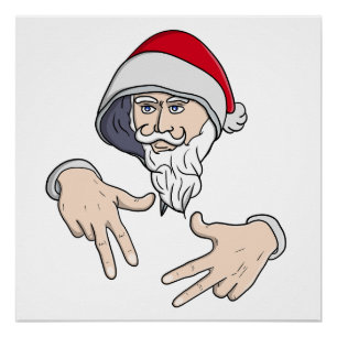 Poster Cool Gangsta Hip hop Rap de la main Père Noël