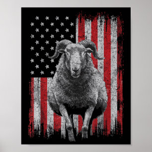 Poster Cool Goat Lover 4 juillet Patriotique Usa Indépend