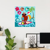 Poster Cool Horse Surfer Dude Summer Fun Beach Party (Bureau à domicile)
