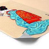 Poster Cool japonais classique geisha lady kimono fan (Coin)