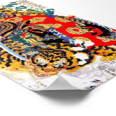 Poster Cool japonais légendaire Samurai combat tigre art (Coin)