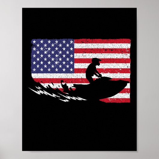 Poster Cool Jet Ski Pour Hommes Femmes Skieuses Us Drapea (Devant)