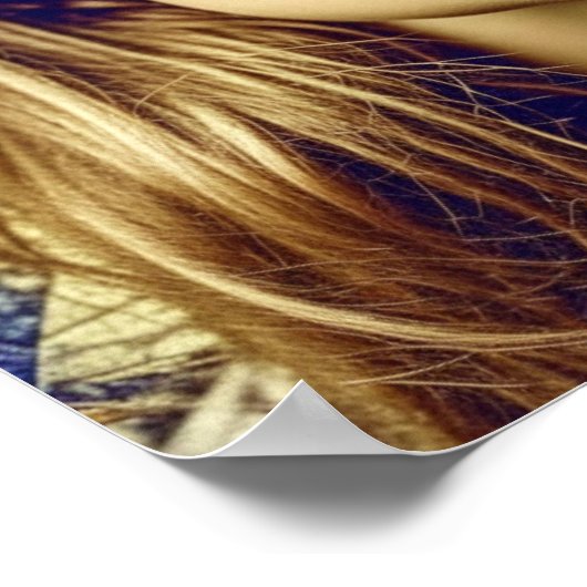 Poster Cool Lady avec réflexion dans ses lunettes de sole (Coin)