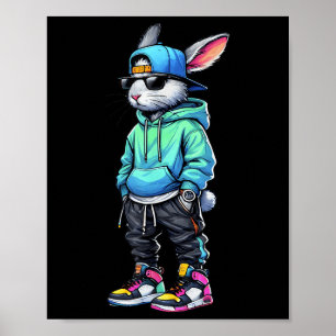 Poster Cool Lapin Lapin Sungles Journée de Pâques Pour Ga