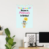 Poster Cool Llama et souriant Kawaii Anniversaire du sole (Bureau à domicile)