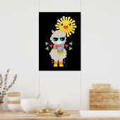 Poster Cool Llama et souriant Kawaii Sun (Cuisine)