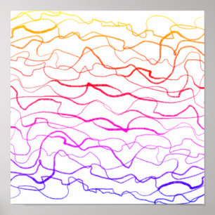 Poster cool moderne abstrait coloré lignes ondulées peint