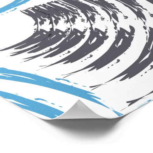 Poster Cool, moderne, bleu abstrait tendance (Coin)