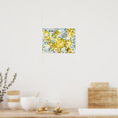 Poster Cool, moderne, jaune gris motif de fleurs romantiq (Cuisine)