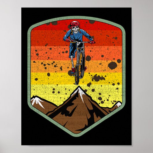 Poster Cool Mountain Biking Skeleton Zombie Skull Mtb Bmx (Devant)