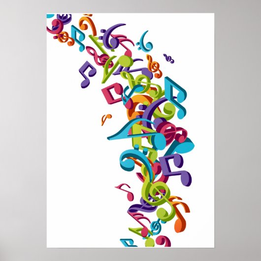 Poster Cool Musique colorée notes & sons (Devant)