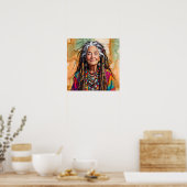Poster Cool Old Lady in Dread Locks Hippie Woman (Cuisine)