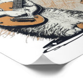 Poster Cool Orange Chat Jamming sur la guitare (Coin)