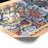 Poster Cool oriental dragon god tatouage (Coin)