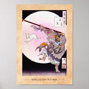 Poster Cool oriental japanese legendary monkey god rabbit