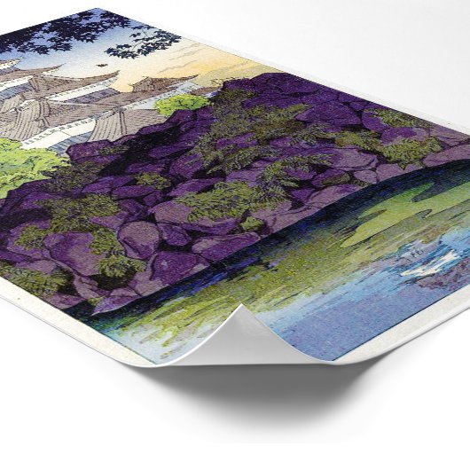 Poster Cool oriental japonais ancien château art (Coin)