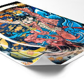 Poster Cool oriental japonais ancien Samurai démon combat (Coin)