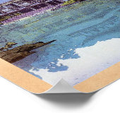 Poster Cool oriental japonais aquarelle temple peinture (Coin)