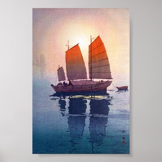 Poster Cool oriental japonais Hiroshi Yoshida matin (Devant)