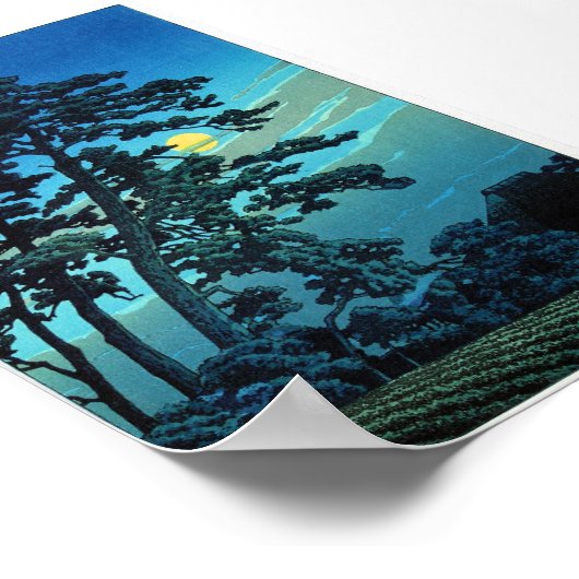Poster Cool oriental japonais Kawase Tree Moonlight (Coin)