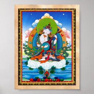 Poster Cool oriental tibetan thangka tattoo Saraswati