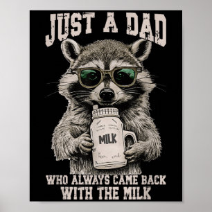 Poster Cool Papa Raccoon Avec Citation Drôle De Lait