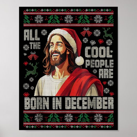 Poster Cool People Are Born In December Christian Christm (Devant)