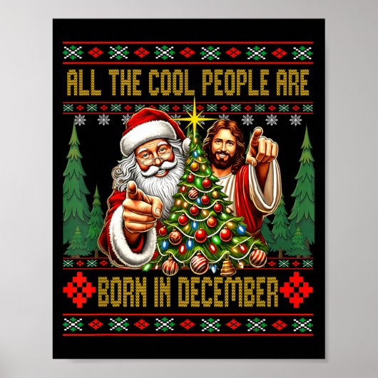 Poster Cool People Are Born In December Christian Christm (Devant)