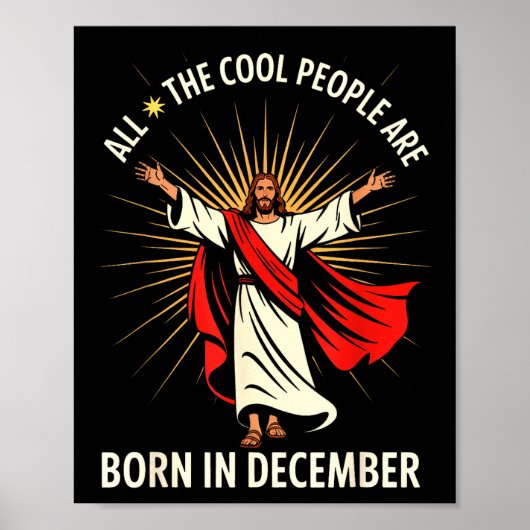 Poster Cool People Are Born In December Christian Christm (Devant)
