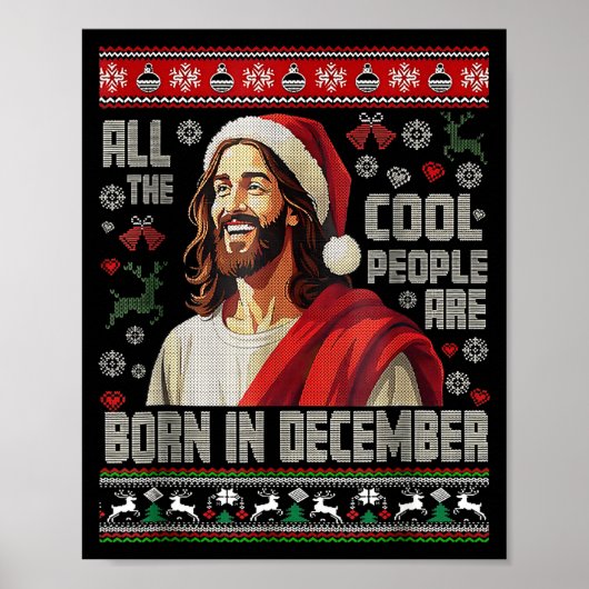 Poster Cool People Are Born In December Christian Christm (Devant)