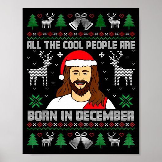 Poster Cool People Are Born In December Christian Christm (Devant)
