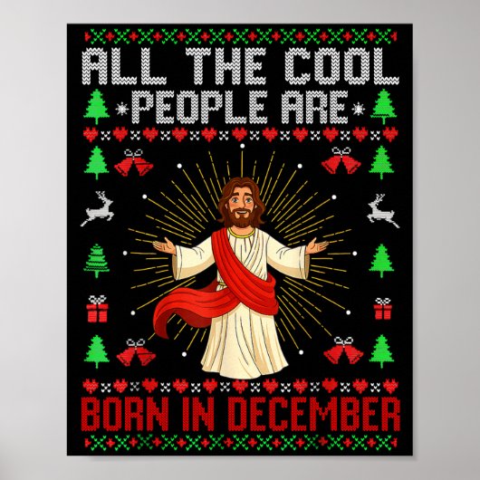 Poster Cool People Are Born In December Christian Christm (Devant)