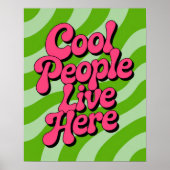 Poster "Cool People Live Here" Groovy Typography Retro (Devant)