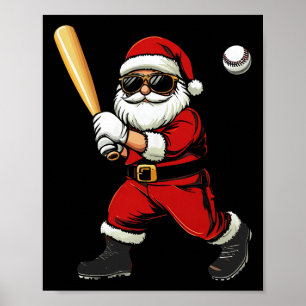 Poster Cool Père Noël Jouer Baseball Noël Baseball Hommes