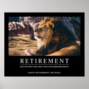 Poster Cool personnalisé Relaxant Lion retraite personnal