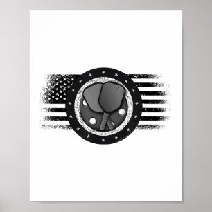 Poster Cool Pickleball Sport USA Grunge Flag - Pickleball