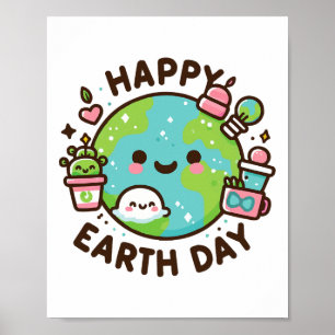 Poster Cool Planète Jour des terres Anniversaire Dire Joy