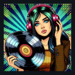 Poster Cool Pop Art Comic Style Girl avec Album de Vinyl<br><div class="desc">Pop art style bande dessinée fille avec casque sur l'écoute de la musique et un disque vinyle dans ses mains.</div>