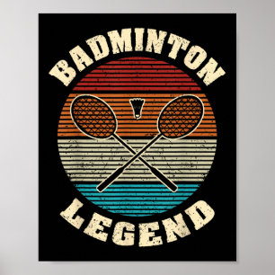 Poster Cool Retro Crossing Raquettes Badminton Légende Ba
