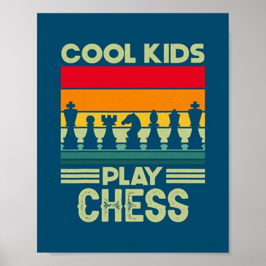Poster Cool rétro Jouer aux échecs mat échec (Devant)