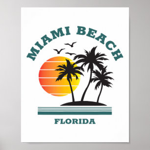 Poster Cool rétro Miami Beach Mens Femmes Plages Floride