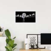 Poster Cool Retro Mic & notes musicales Black Custom (Bureau à domicile)