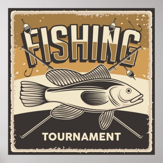 Poster cool retro vintages amateurs de pêche (Devant)