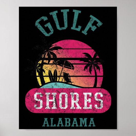 Poster Cool rétros Gulf Shores Original Alabama Beach Pla (Devant)