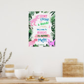 Poster Cool rose fille Dinosaur anniversaire bienvenue T- (Cuisine)