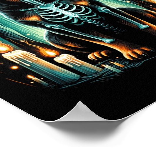 Poster Cool Rottweiler Chien Squelette Halloween Chien Ma (Coin)