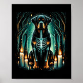 Poster Cool Rottweiler Chien Squelette Halloween Chien Ma (Devant)